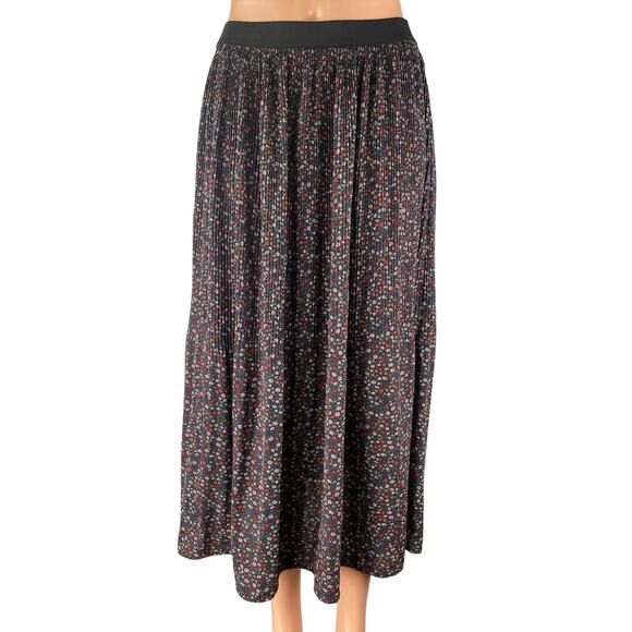 Adrianna Papell Multicolor Floral Ditsy Pleated Pull On A Line Midi Skirt Sz S - Picture 1 of 3